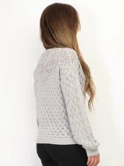 Sale La Modeuse Pull en crochet ajouré Grisclair