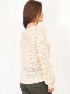 Discount La Modeuse Pull en crochet ajouré Beige