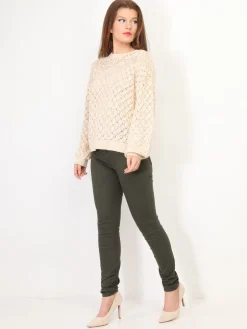 Discount La Modeuse Pull en crochet ajouré Beige