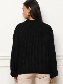 Discount La Modeuse Pull en maille côtelée Noir