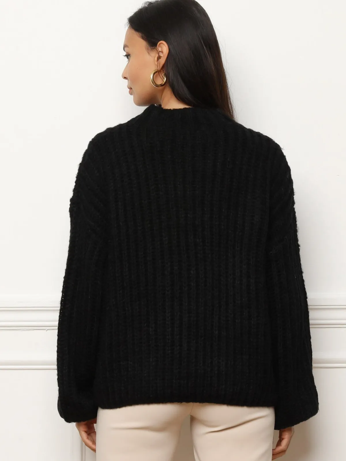 Discount La Modeuse Pull en maille côtelée Noir