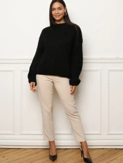 Discount La Modeuse Pull en maille côtelée Noir
