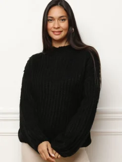 Discount La Modeuse Pull en maille côtelée Noir
