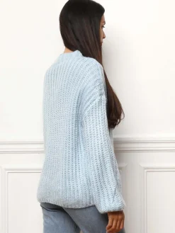 Sale La Modeuse Pull en maille côtelée Bleu