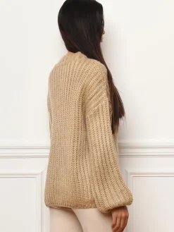 Sale La Modeuse Pull en maille côtelée Taupe