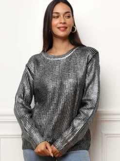 La Modeuse Pull en maille métallisée
