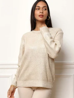 Outlet La Modeuse Pull en maille métallisée