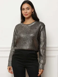 Online La Modeuse Pull en maille métallisée