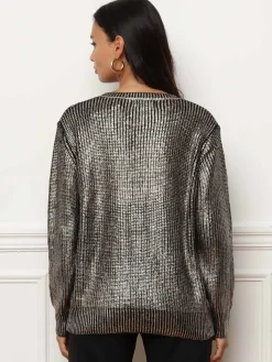 Online La Modeuse Pull en maille métallisée