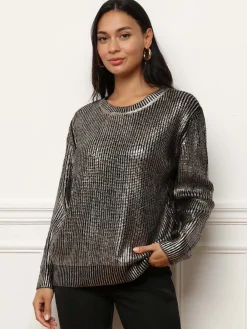 Online La Modeuse Pull en maille métallisée
