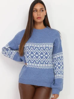 Clearance La Modeuse Pull jacquard BleuClair