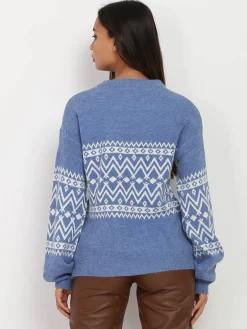 Clearance La Modeuse Pull jacquard BleuClair