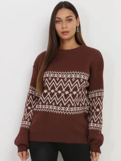 Online La Modeuse Pull jacquard Marron