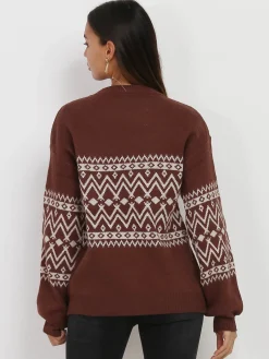 Online La Modeuse Pull jacquard Marron