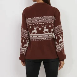 La Modeuse Pull jacquard de Noël Marron