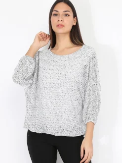 Hot La Modeuse Pull léger en maille jersey Grisclair