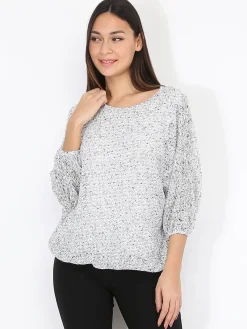Hot La Modeuse Pull léger en maille jersey Grisclair