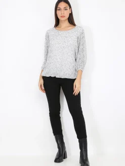 Hot La Modeuse Pull léger en maille jersey Grisclair