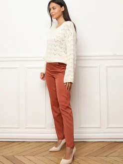 Clearance La Modeuse Pull long en crochet à manches évasées Beige
