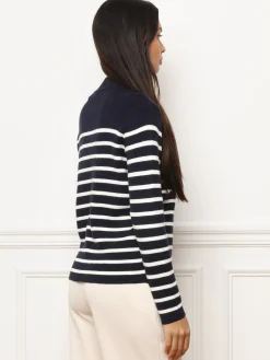 Sale La Modeuse Pull marinière à boutons officiers BleuMarine