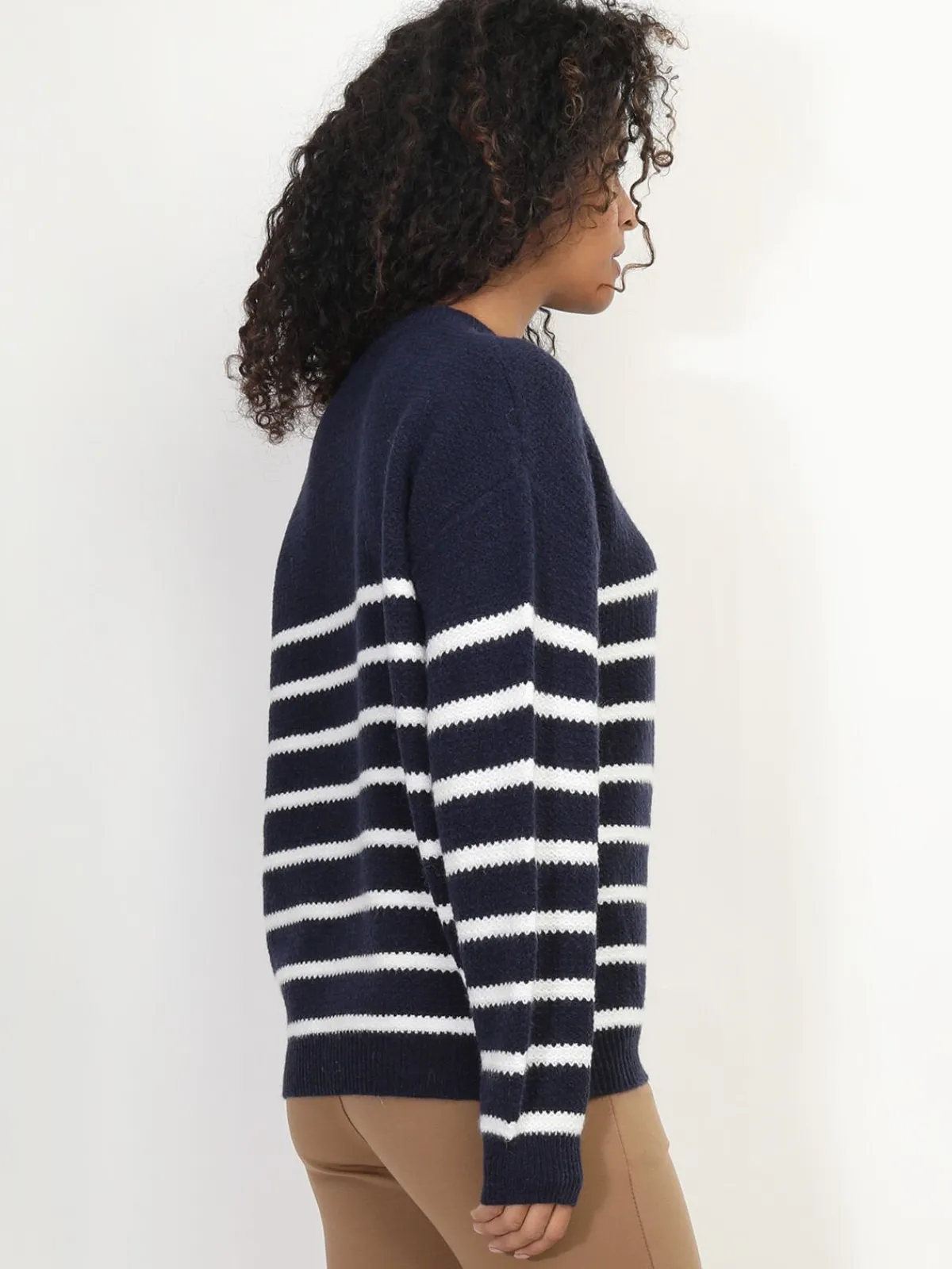 Hot La Modeuse Pull marinière à motif c艙ur BleuMarine