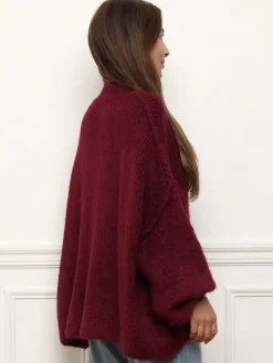Sale La Modeuse Pull oversize à col montant Bordeaux