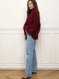 Sale La Modeuse Pull oversize à col montant Bordeaux