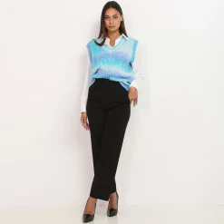 Online La Modeuse Pull sans manches effet tie dye à col V BleuClair