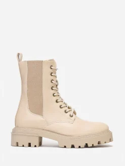 Hot La Modeuse Rangers à talon et semelle crantés Beige