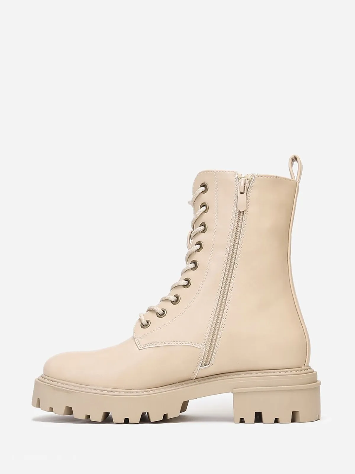 Hot La Modeuse Rangers à talon et semelle crantés Beige