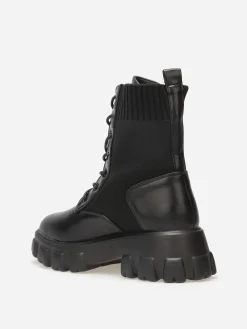 Hot La Modeuse Rangers  bi-matières à plateforme crantée Noir