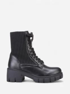 Hot La Modeuse Rangers bi-matières à plateforme crantée Noir