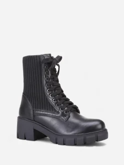 Hot La Modeuse Rangers bi-matières à plateforme crantée Noir