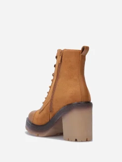 Best La Modeuse Rangers bi-matières à talon Camel