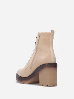 Clearance La Modeuse Rangers bi-matières à talon Beige