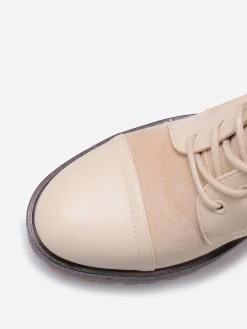 Clearance La Modeuse Rangers bi-matières à talon Beige