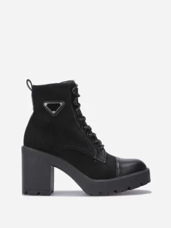 Clearance La Modeuse Rangers bi-matières à talon Noir