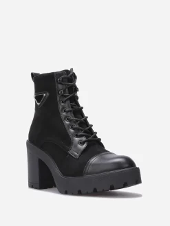 Clearance La Modeuse Rangers bi-matières à talon Noir