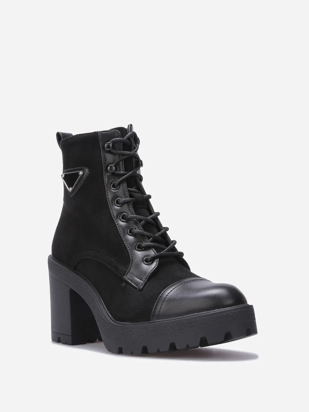 Clearance La Modeuse Rangers bi-matières à talon Noir