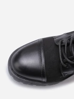 Clearance La Modeuse Rangers bi-matières à talon Noir