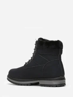 Sale La Modeuse Rangers en fausse fourrure et paillettes Noir