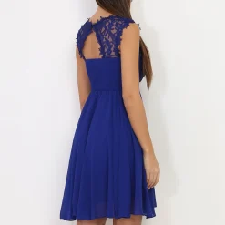 Discount La Modeuse Robe à encolure dentelle grandes tailles Bleu