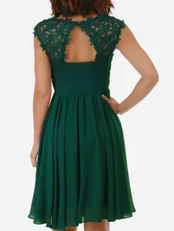 Sale La Modeuse Robe à encolure dentelle grandes tailles Vert