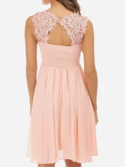 Outlet La Modeuse Robe à encolure dentelle grandes tailles Rose