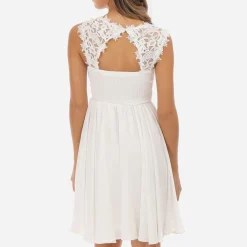 Clearance La Modeuse Robe à encolure dentelle grandes tailles Blanc