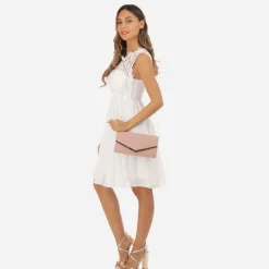 Clearance La Modeuse Robe à encolure dentelle grandes tailles Blanc