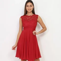 La Modeuse Robe à encolure dentelle grandes tailles Rouge