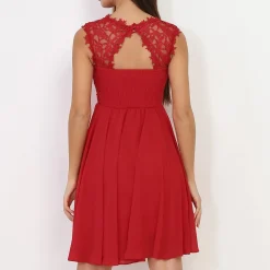 La Modeuse Robe à encolure dentelle grandes tailles Rouge