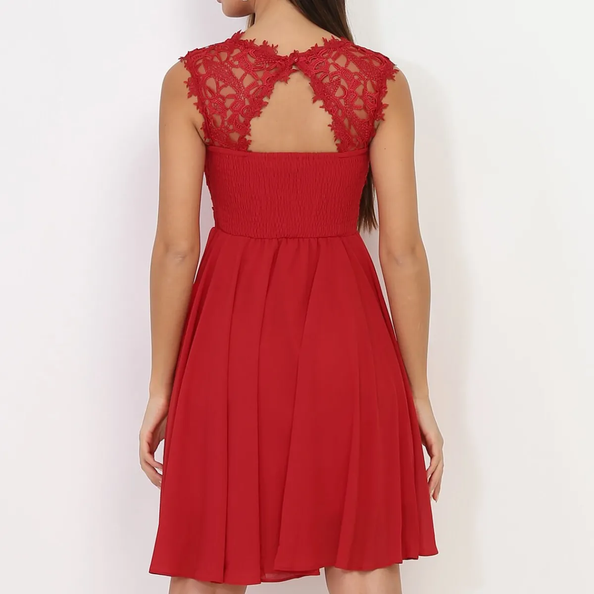 La Modeuse Robe à encolure dentelle grandes tailles Rouge