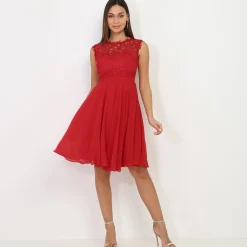 La Modeuse Robe à encolure dentelle grandes tailles Rouge
